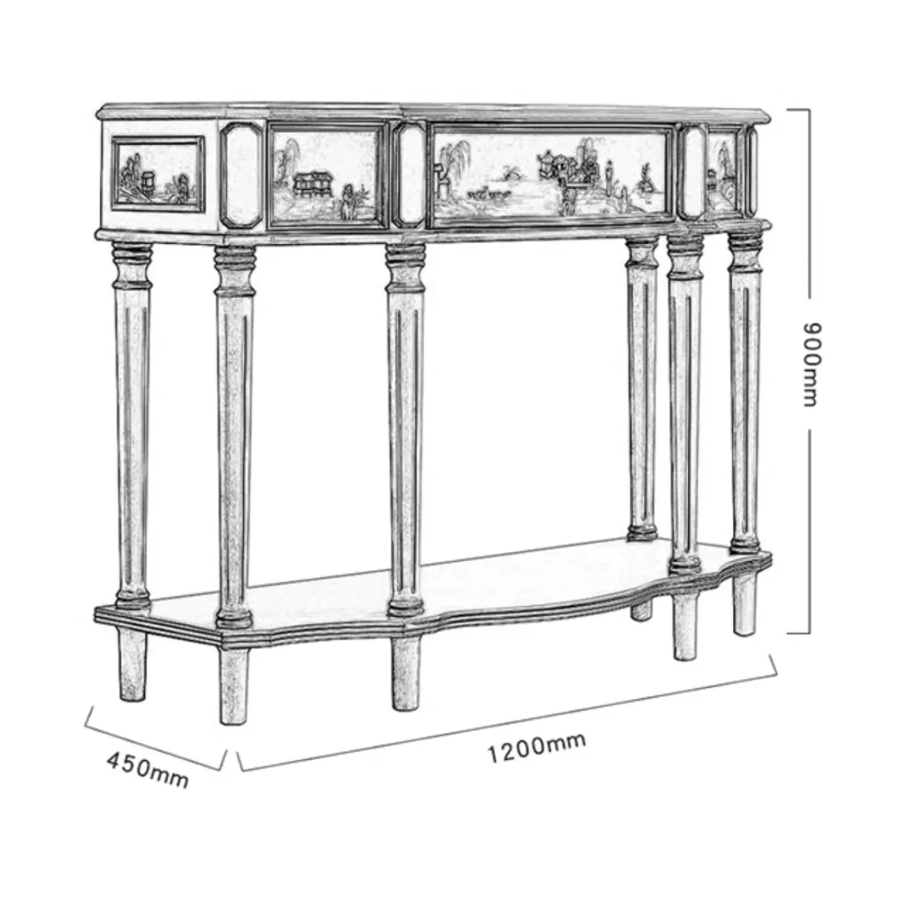 Расписной консольный столик из массива дерева Creative Life 36009-29
