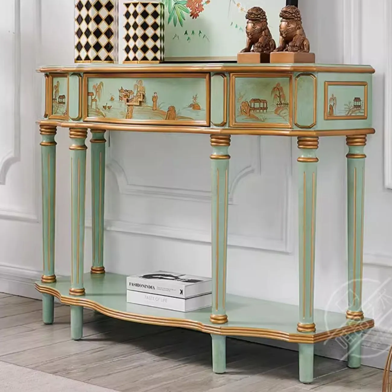 Расписной консольный столик из массива дерева Creative Life 36009-29