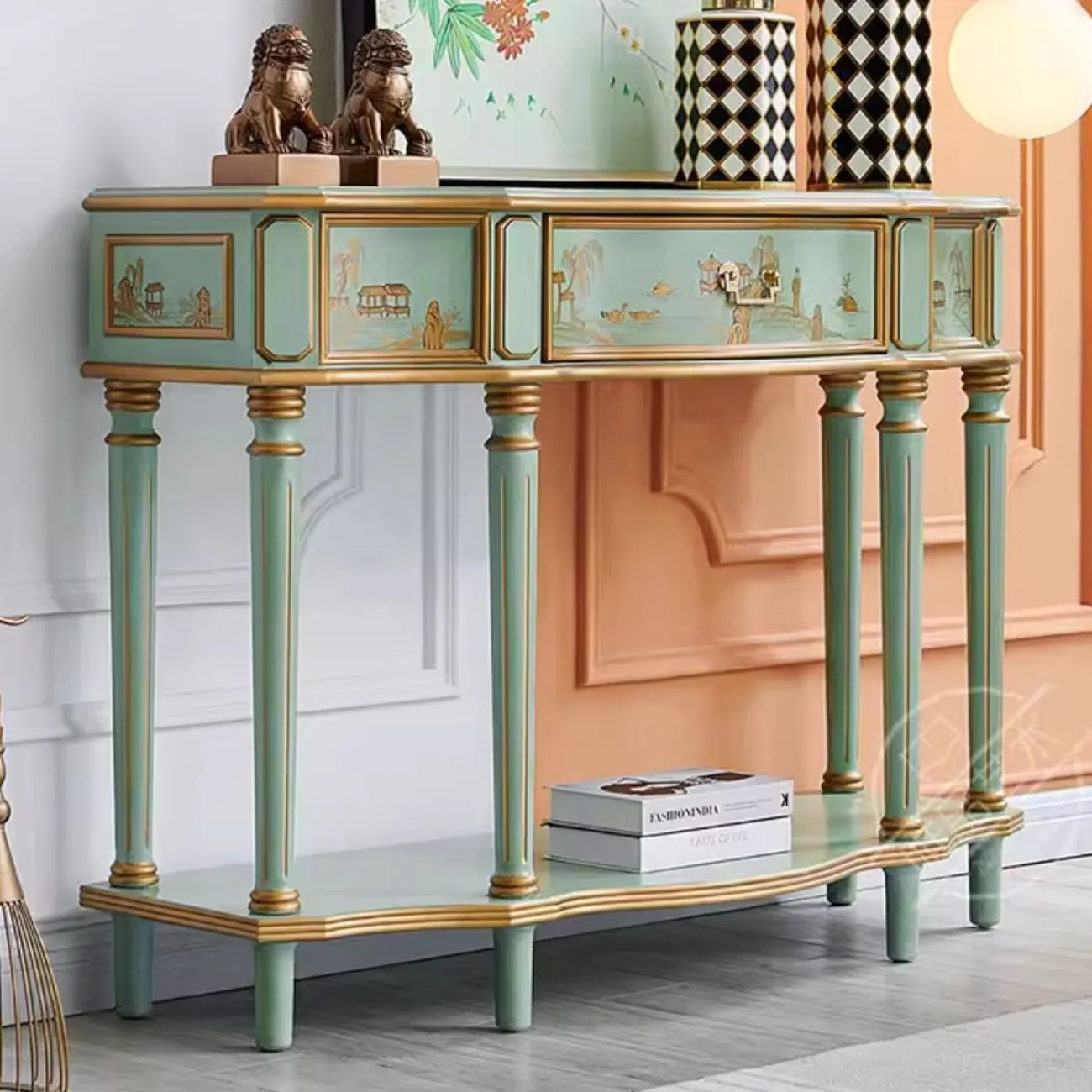 Расписной консольный столик из массива дерева Creative Life 36009-29