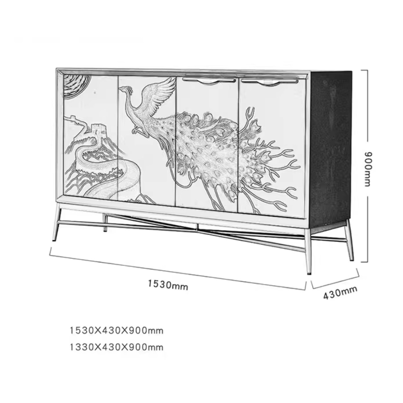 Роскошный расписной комод из массива дерева Creative Life 36010-29 Роскошный расписной комод из массива дерева Creative Life 36010-29