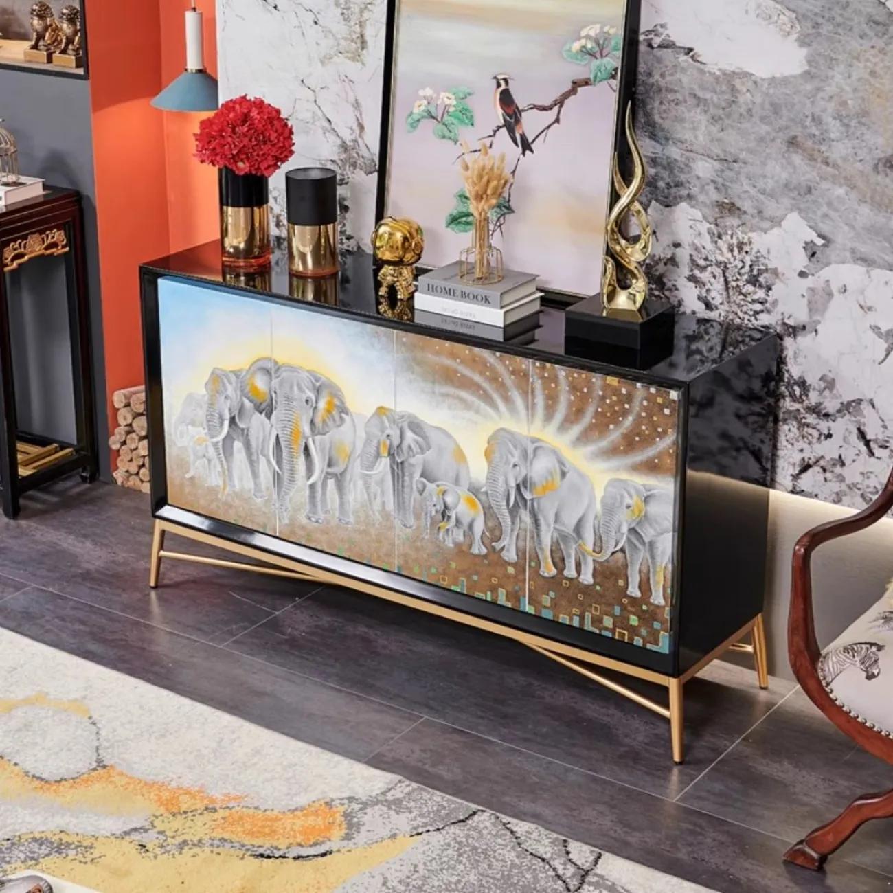 Дизайнерский расписной шкаф-сервант Creative Life 36012-29