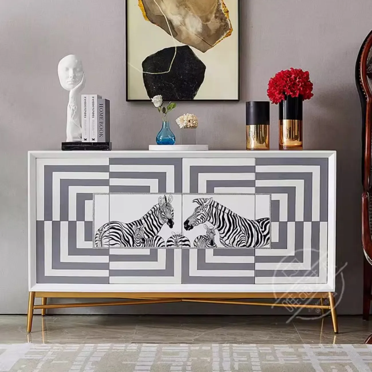 Дизайнерский расписной шкаф-сервант Creative Life 36012-29