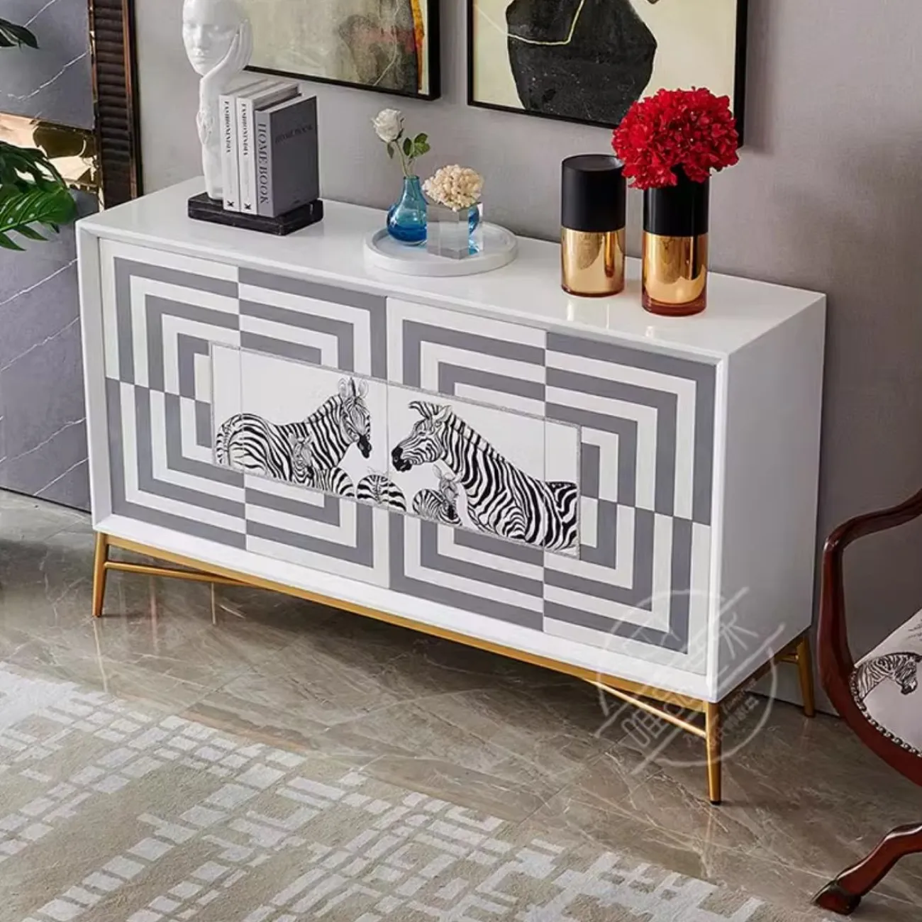 Дизайнерский расписной шкаф-сервант Creative Life 36012-29