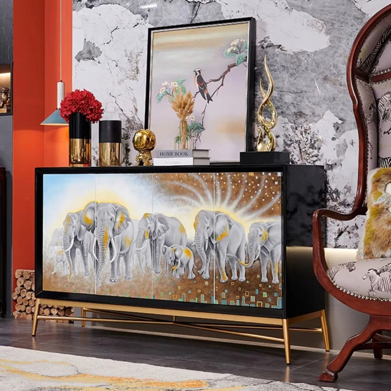 Дизайнерский расписной шкаф-сервант Creative Life 36012-29