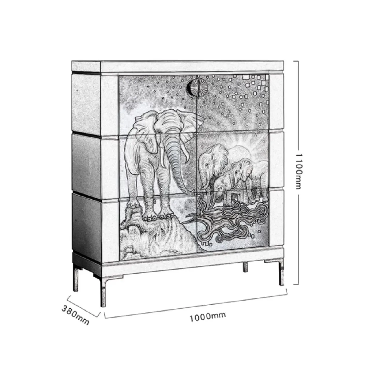 Современный расписной шкафчик из массива дерева Creative Life 36013-29 Современный расписной шкафчик из массива дерева Creative Life 36013-29