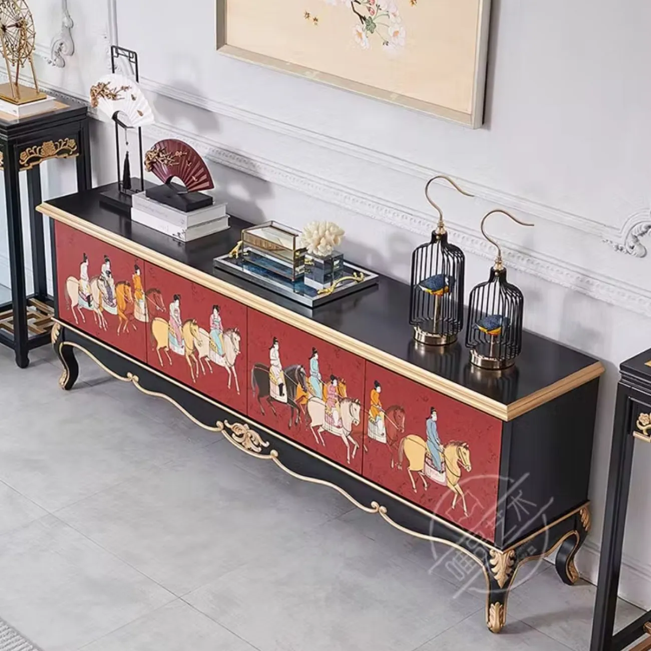 Расписной ТВ-шкаф из массива дерева Creative Life 36015-29