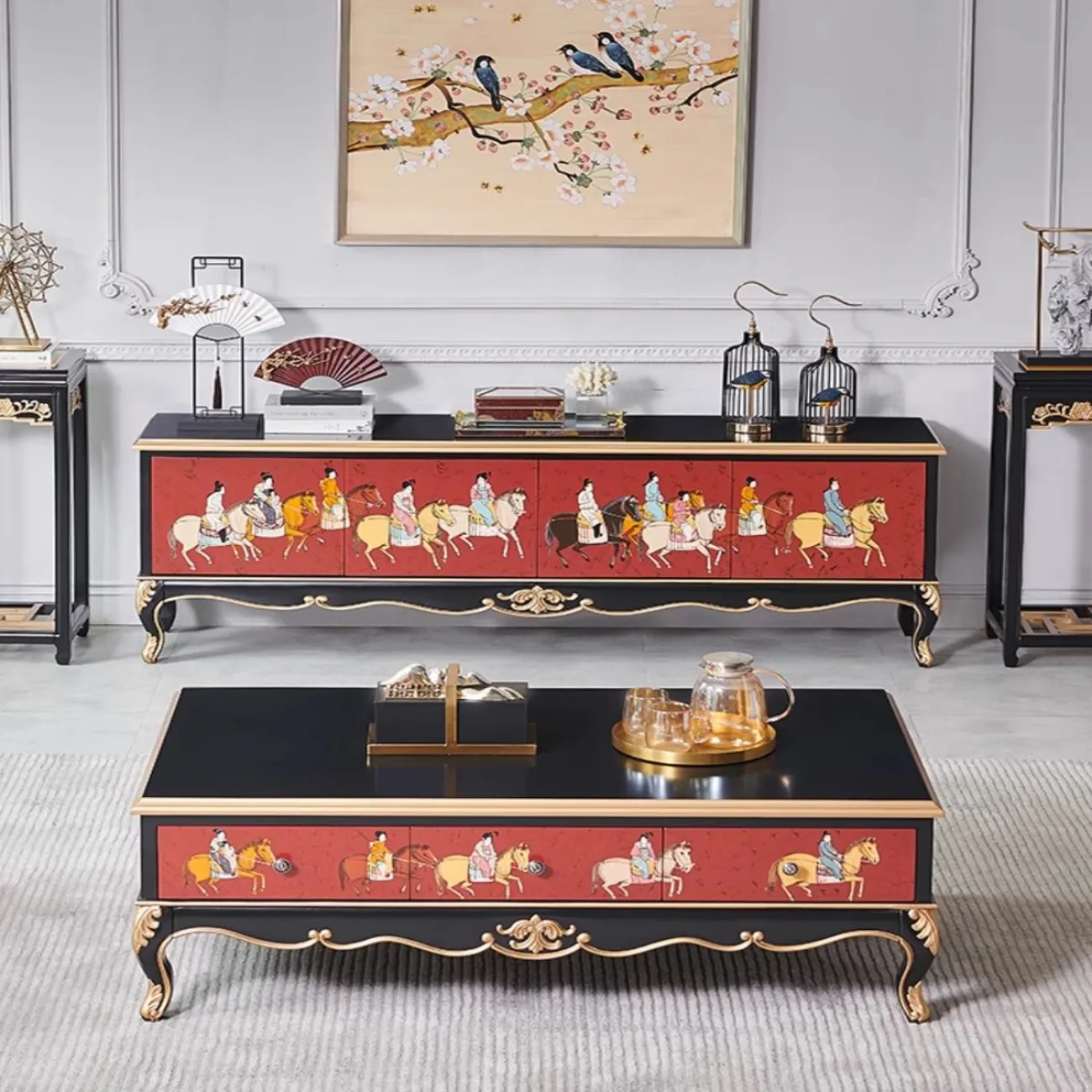 Расписной ТВ-шкаф из массива дерева Creative Life 36015-29