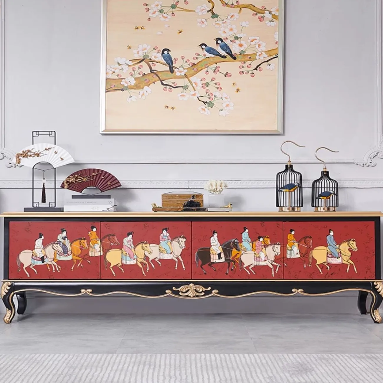 Расписной ТВ-шкаф из массива дерева Creative Life 36015-29