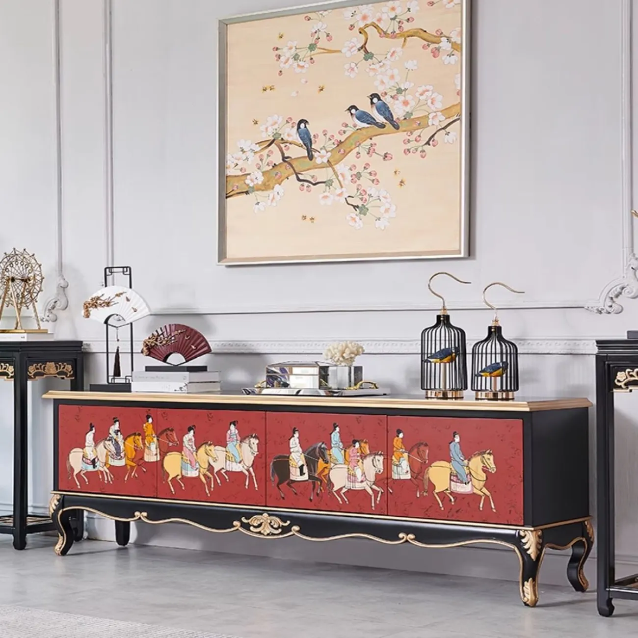 Расписной ТВ-шкаф из массива дерева Creative Life 36015-29