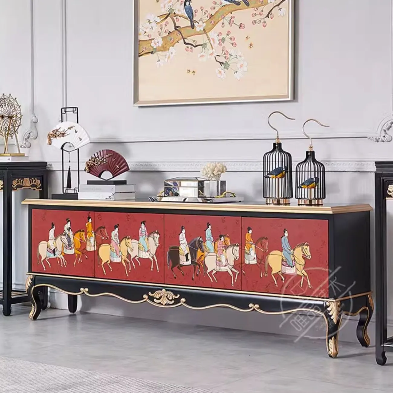 Расписной ТВ-шкаф из массива дерева Creative Life 36015-29