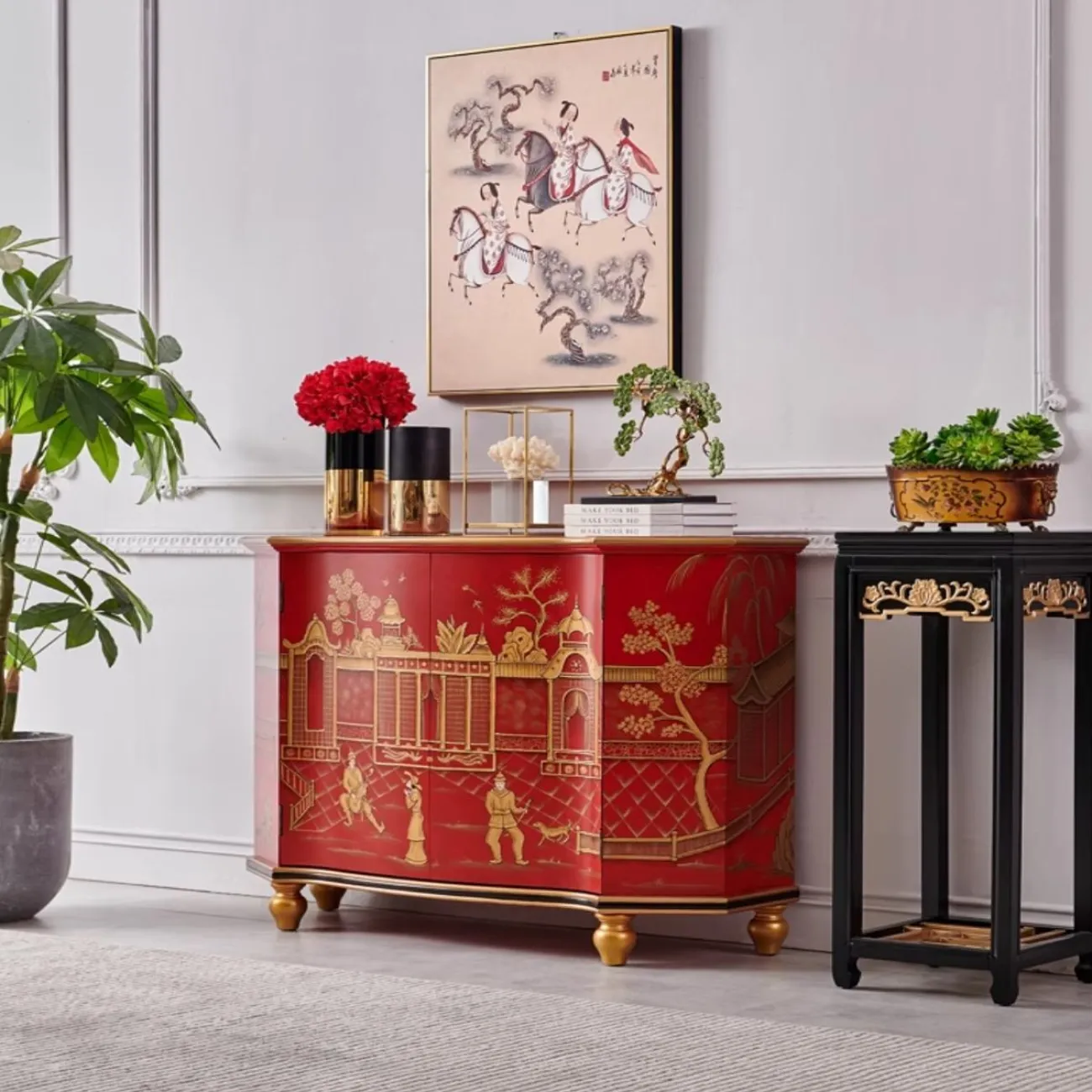 Расписной шкаф-сервант из массива дерева Creative Life 36016-29 Расписной шкаф-сервант из массива дерева Creative Life 36016-29