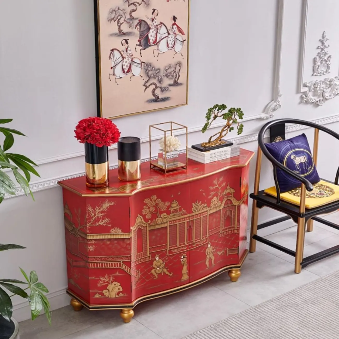 Расписной шкаф-сервант из массива дерева Creative Life 36016-29 Расписной шкаф-сервант из массива дерева Creative Life 36016-29