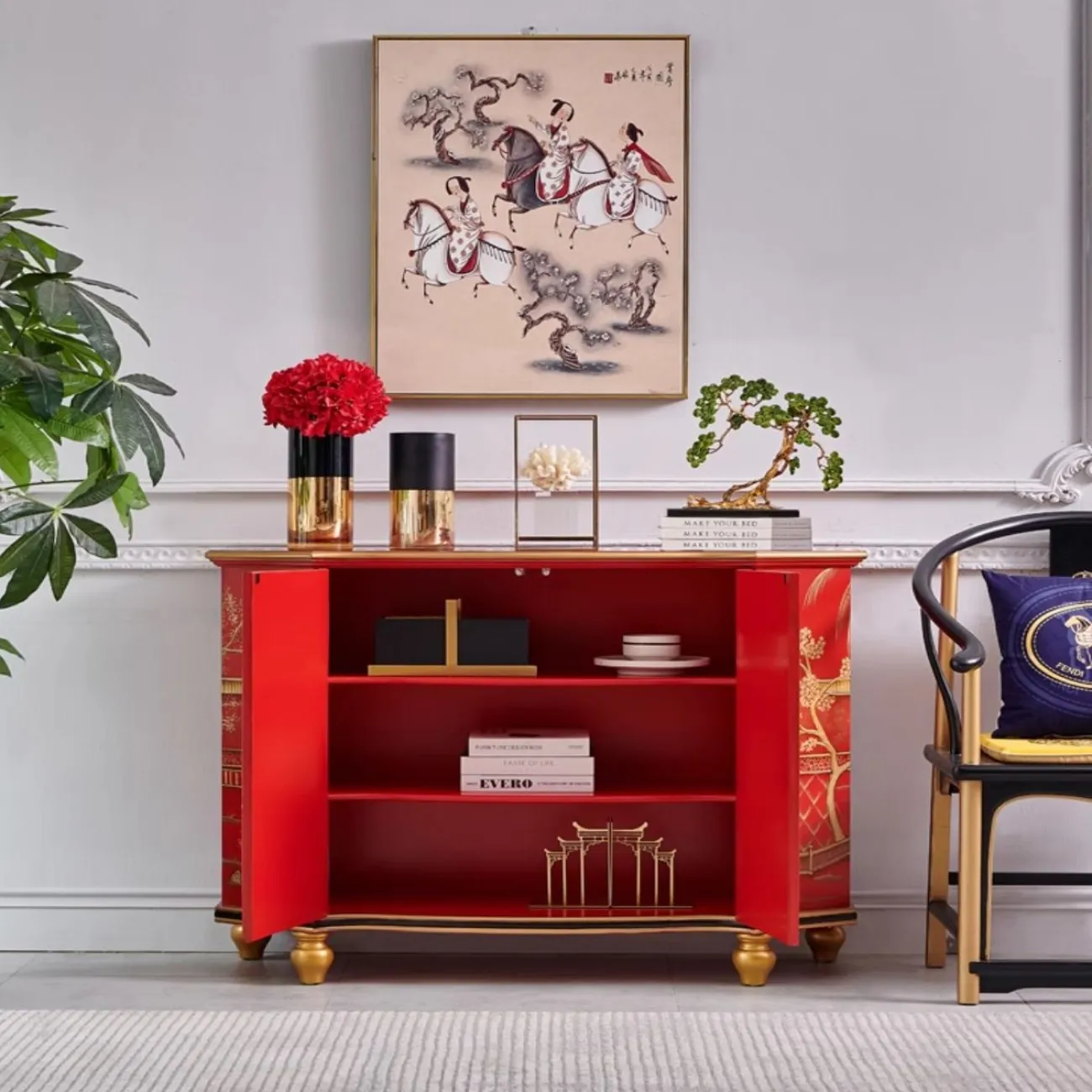 Расписной шкаф-сервант из массива дерева Creative Life 36016-29 Расписной шкаф-сервант из массива дерева Creative Life 36016-29