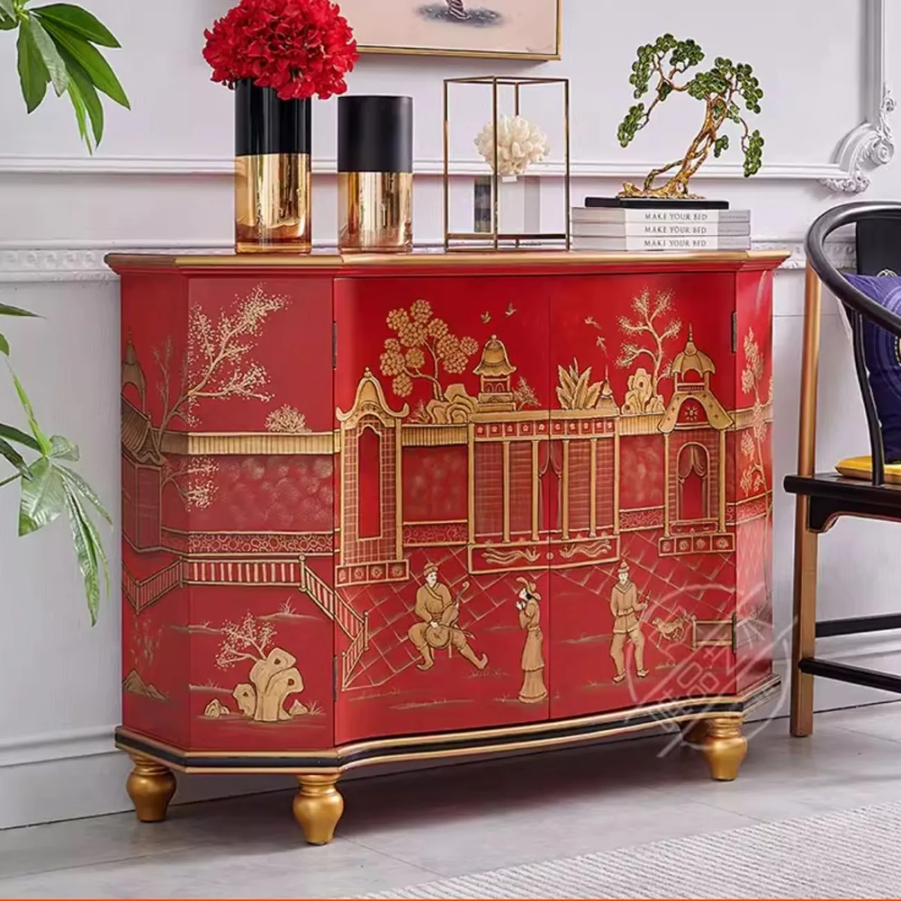 Расписной шкаф-сервант из массива дерева Creative Life 36016-29 Расписной шкаф-сервант из массива дерева Creative Life 36016-29