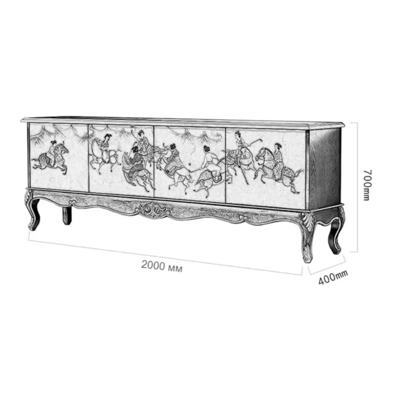 Расписной ТВ-шкаф из массива дерева Creative Life 36018-29 Расписной ТВ-шкаф из массива дерева Creative Life 36018-29