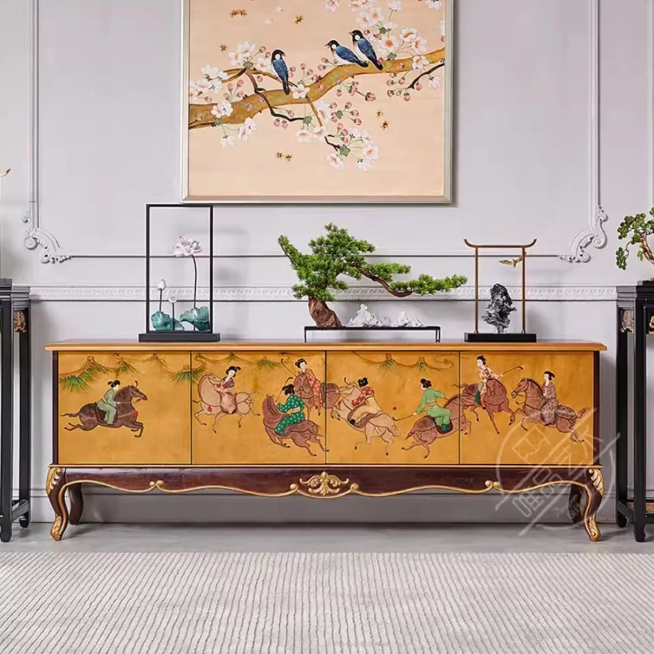 Расписной ТВ-шкаф из массива дерева Creative Life 36018-29 Расписной ТВ-шкаф из массива дерева Creative Life 36018-29