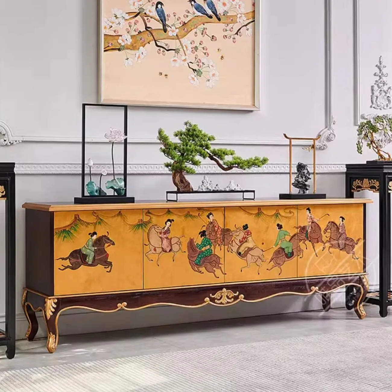 Расписной ТВ-шкаф из массива дерева Creative Life 36018-29 Расписной ТВ-шкаф из массива дерева Creative Life 36018-29