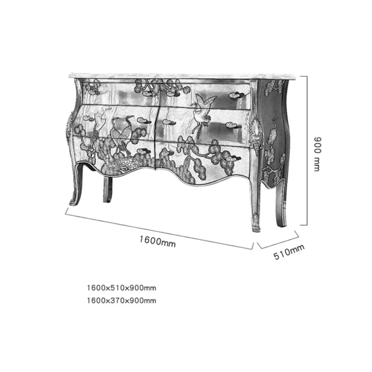Расписной комод  из массива дерева и мрамора Creative Life 36020-29