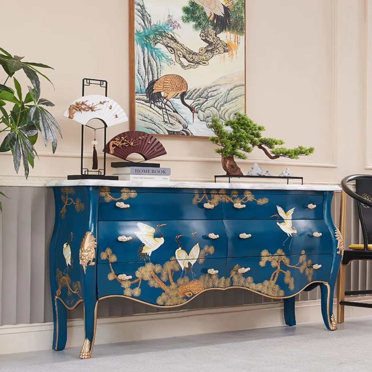 Расписной комод  из массива дерева и мрамора Creative Life 36020-29