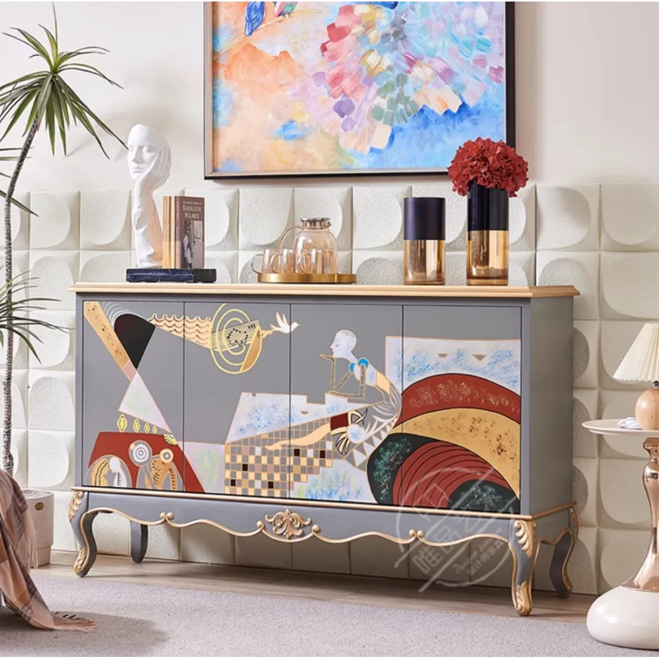 Роскошный расписной шкаф из массива дерева Creative Life 36021-29