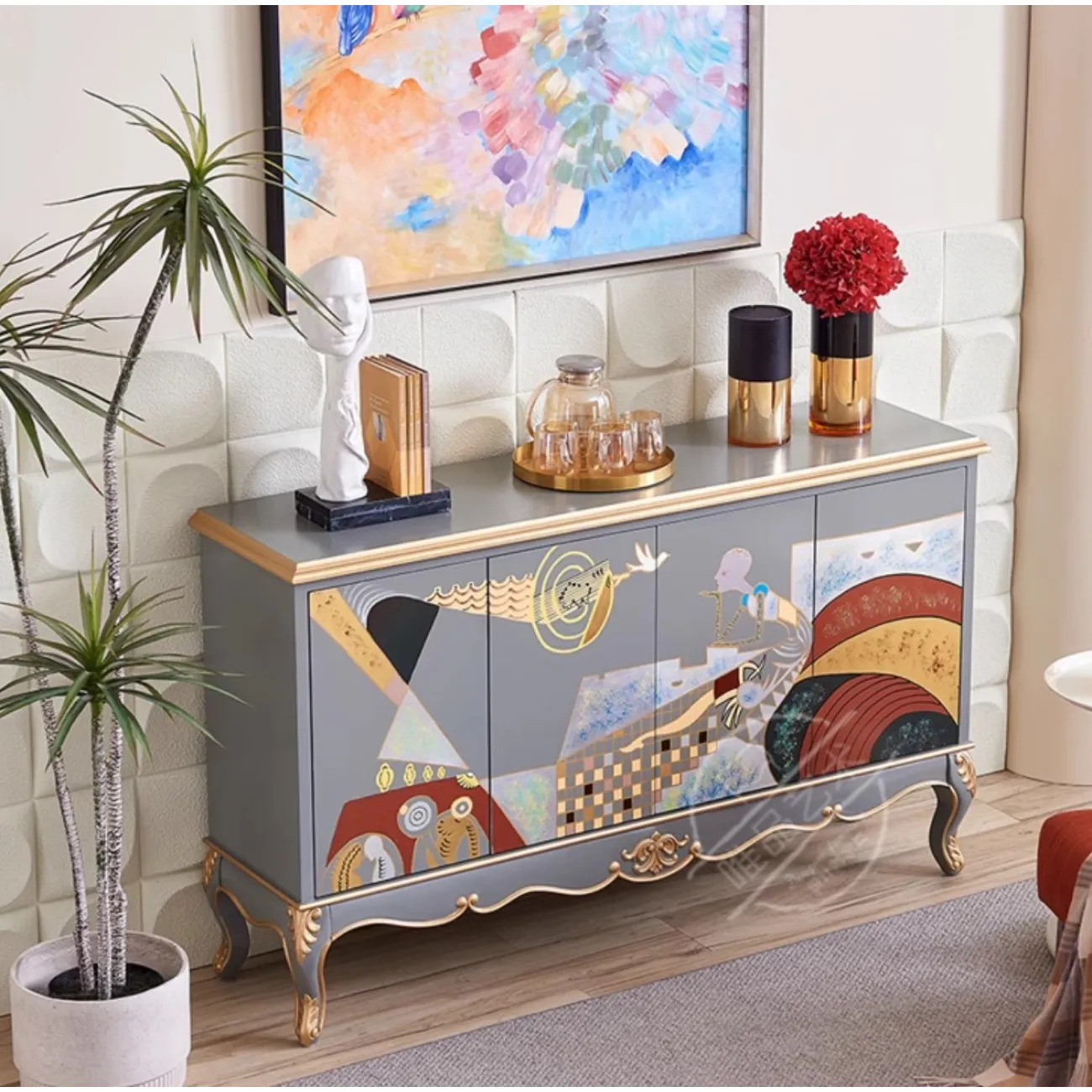 Роскошный расписной шкаф из массива дерева Creative Life 36021-29