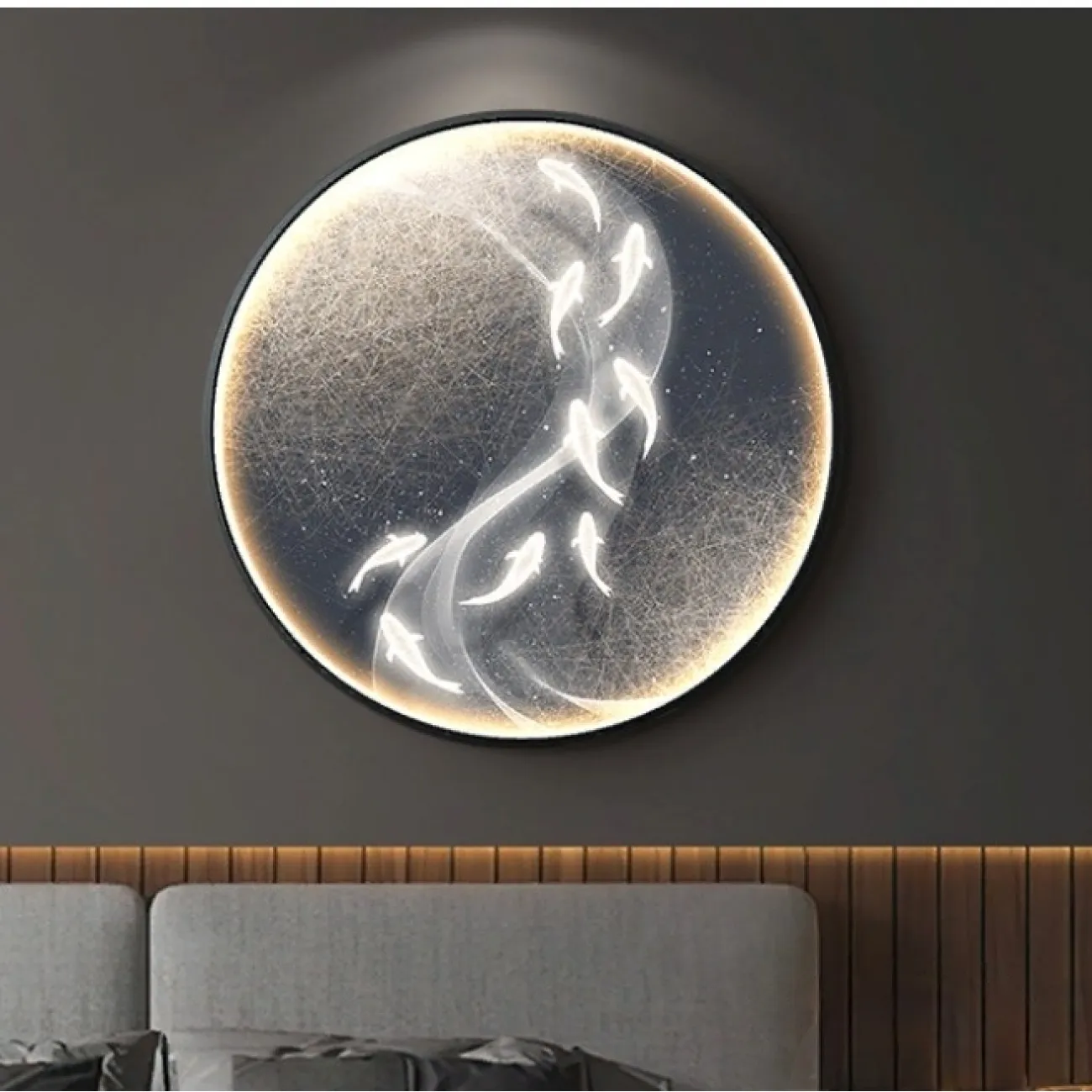 Светодиодная абстрактная картина с рыбами DK22404-23 от ImperiumLoft