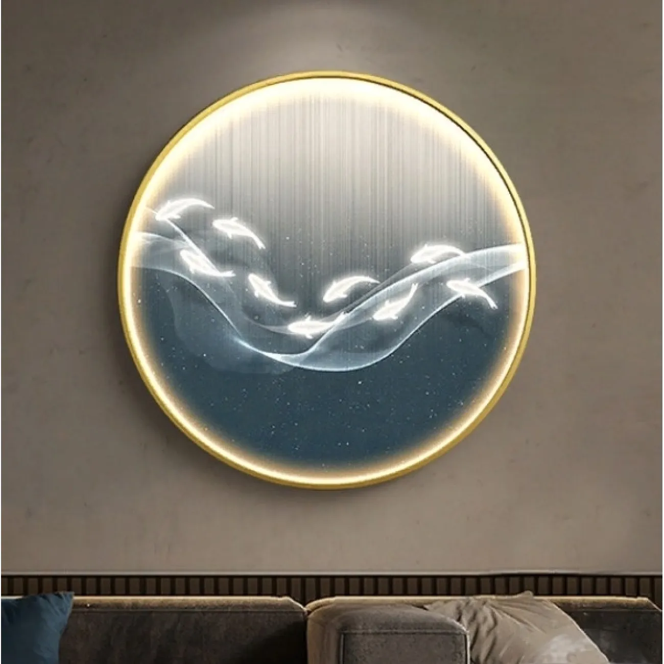 Светодиодная абстрактная картина с рыбами DK22404-23 от ImperiumLoft