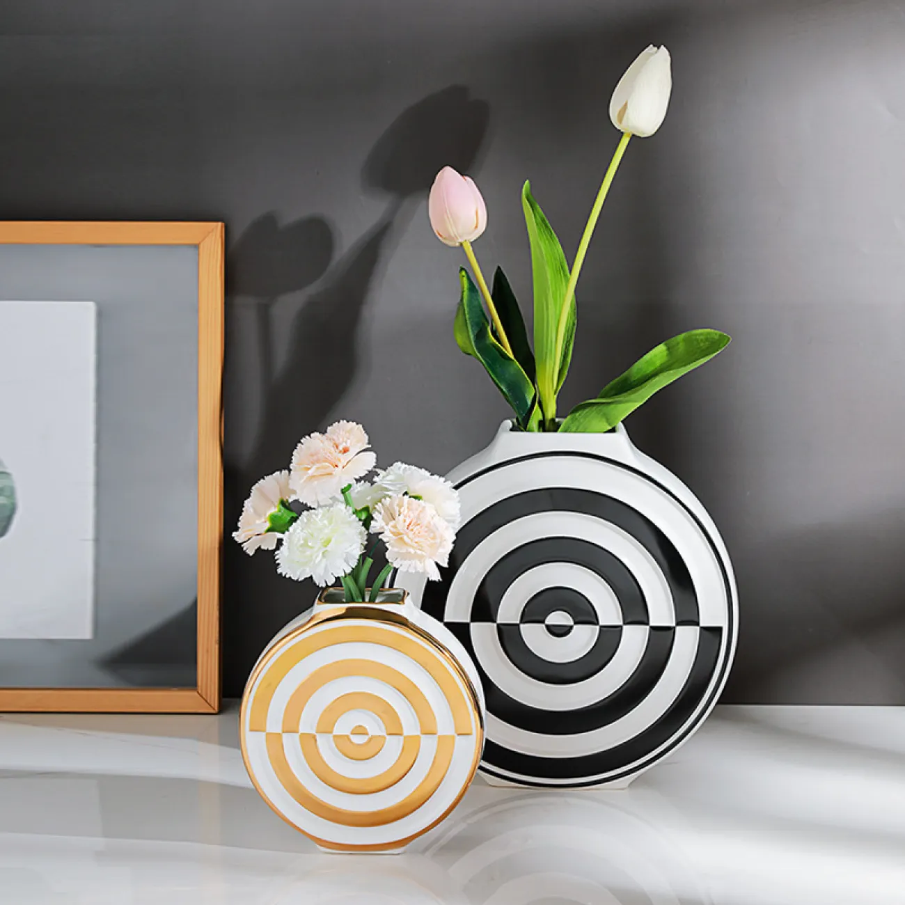 Ваза «Мишень» LaLume DK_300165 Золотой H26