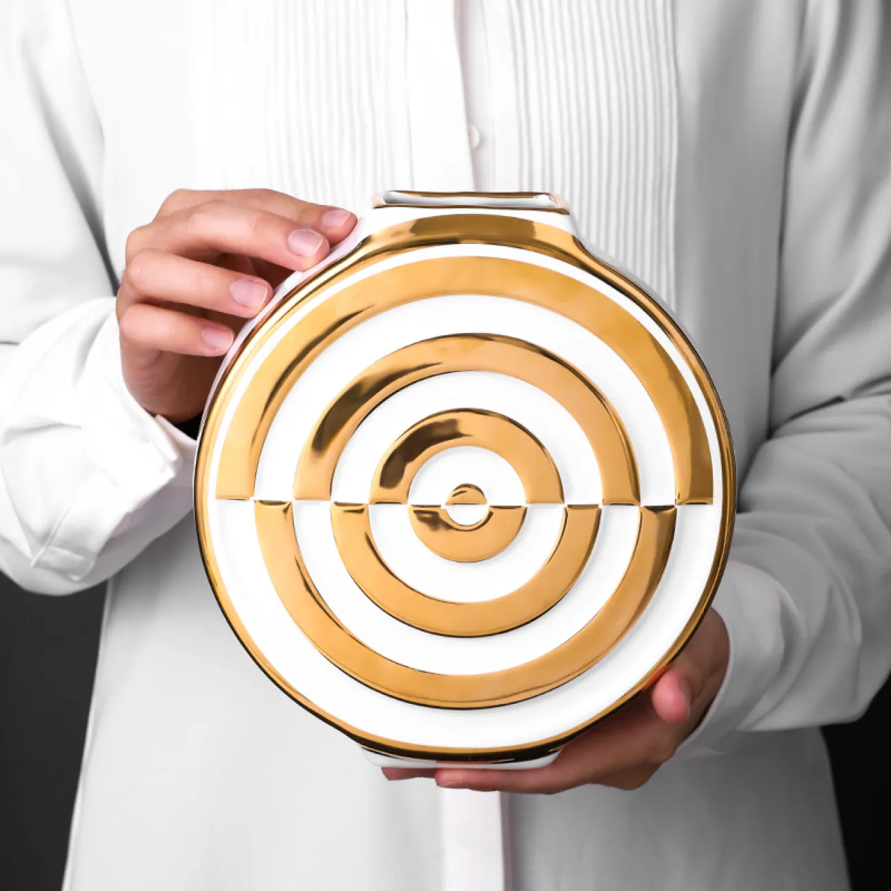 Ваза «Мишень» LaLume DK_300165 Золотой H26