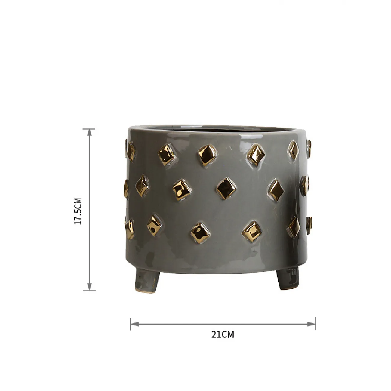 Серая и золотистая керамическая чаша LaLume DK_FA-D2048A