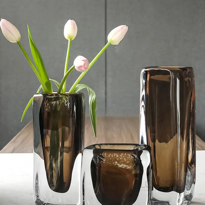 Коричневая стеклянная ваза DK_FB-ZS2049B