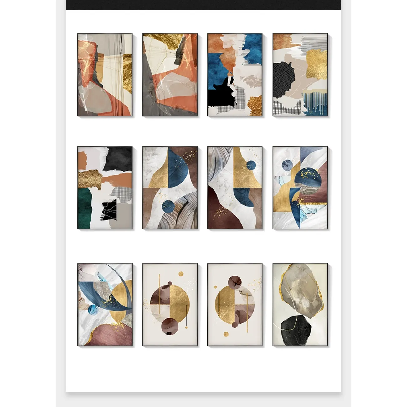 Дизайнерская картина в современном стиле и атмосферой абстракции,  расписанная сусальным золотом LaLume-DF-20460-23