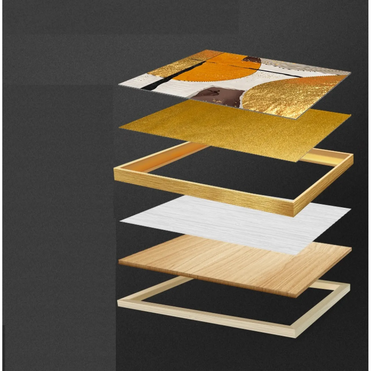 Дизайнерская картина в современном стиле и атмосферой абстракции,  расписанная сусальным золотом LaLume-DF-20460-23