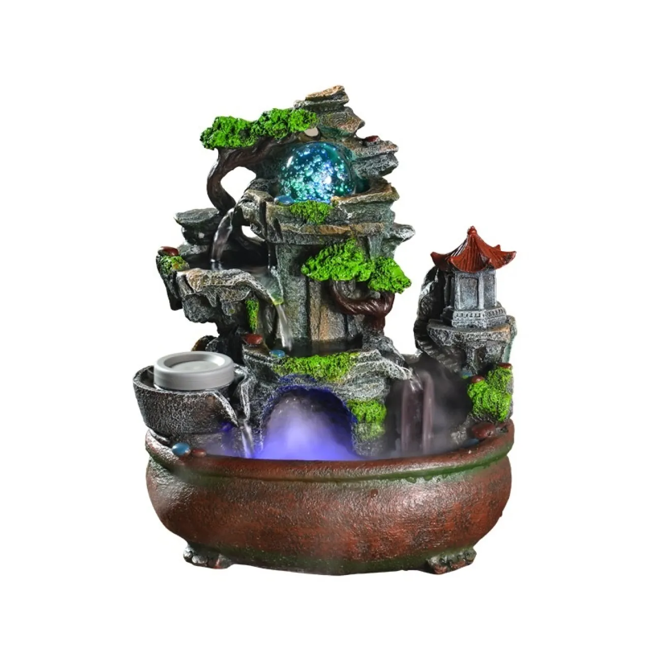 Рокарий с дизайнерским ламинарным фонтаном с проточной водой и холодным туманом с подсветкой DF20430-23 Рокарий с дизайнерским ламинарным фонтаном с проточной водой и холодным туманом с подсветкой DF20430-23