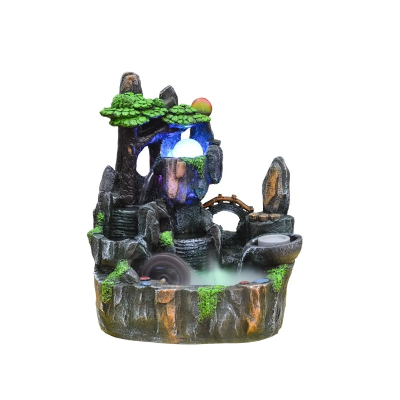 Рокарий с дизайнерским ламинарным фонтаном с проточной водой и холодным туманом с подсветкой DF20430-23 Рокарий с дизайнерским ламинарным фонтаном с проточной водой и холодным туманом с подсветкой DF20430-23