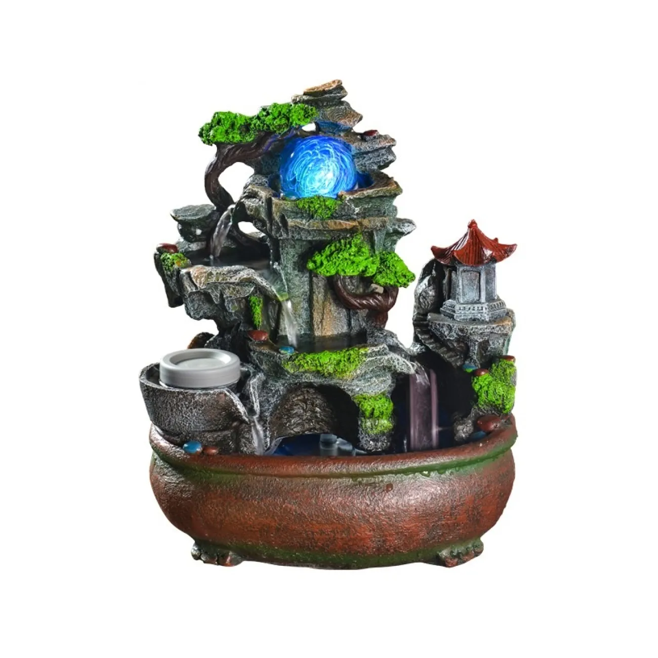 Рокарий с дизайнерским ламинарным фонтаном с проточной водой и холодным туманом с подсветкой DF20430-23 Рокарий с дизайнерским ламинарным фонтаном с проточной водой и холодным туманом с подсветкой DF20430-23