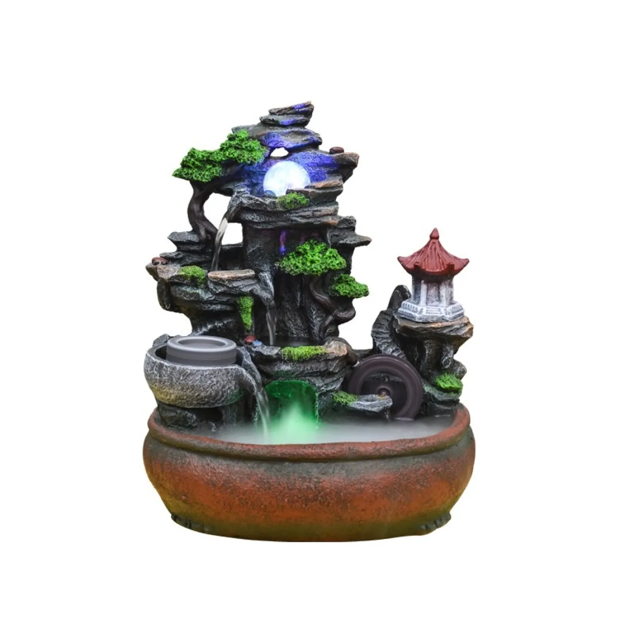 Рокарий с дизайнерским ламинарным фонтаном с проточной водой и холодным туманом с подсветкой DF20430-23 Рокарий с дизайнерским ламинарным фонтаном с проточной водой и холодным туманом с подсветкой DF20430-23