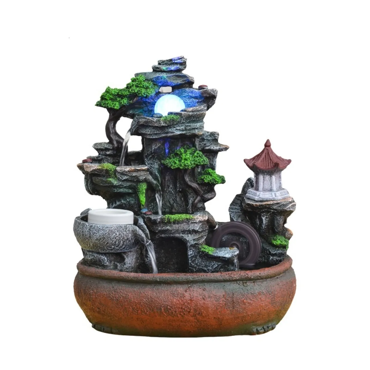 Рокарий с дизайнерским ламинарным фонтаном с проточной водой и холодным туманом с подсветкой DF20430-23 Рокарий с дизайнерским ламинарным фонтаном с проточной водой и холодным туманом с подсветкой DF20430-23