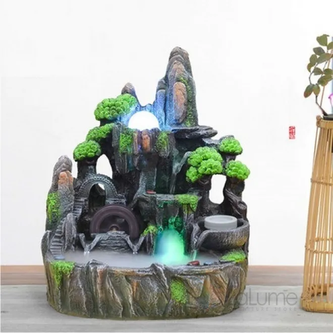 Рокарий с дизайнерским ламинарным фонтаном с проточной водой и холодным туманом с подсветкой DF20430-23 Рокарий с дизайнерским ламинарным фонтаном с проточной водой и холодным туманом с подсветкой DF20430-23