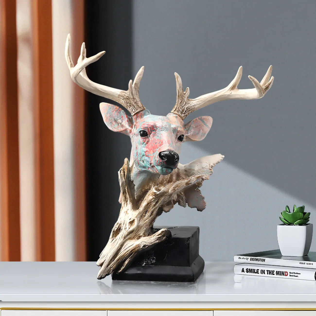 Современная скульптура головы оленя для гостиной LaLume DK20343-27