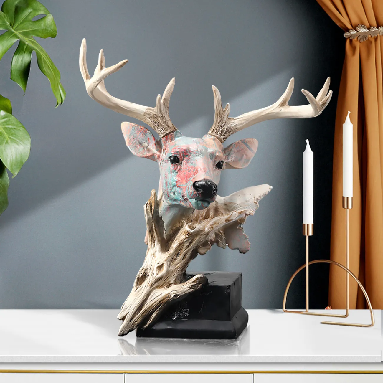 Современная скульптура головы оленя для гостиной LaLume DK20343-27