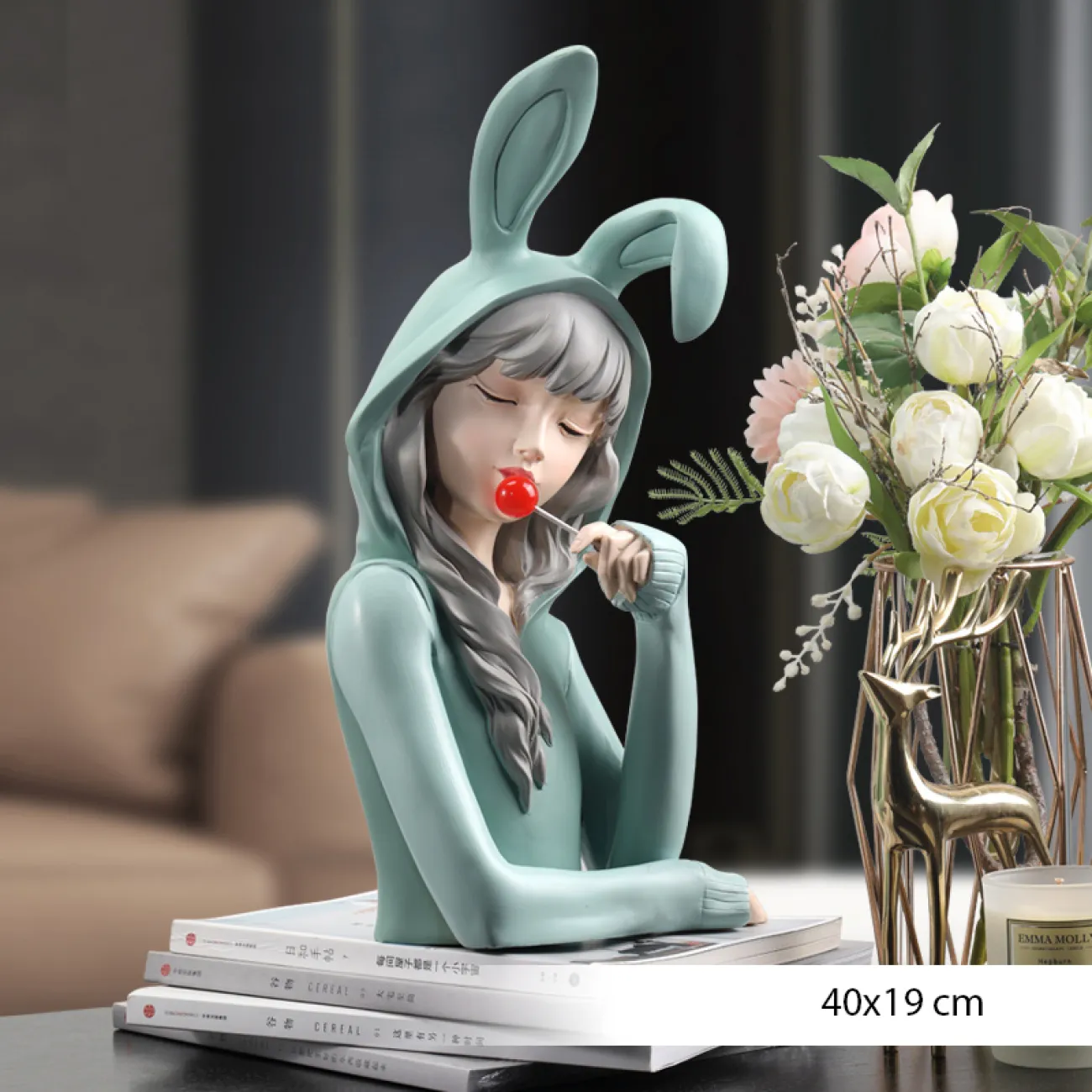 Роскошная статуэтка девушки с ушками для гостиной LaLume DK20395-27