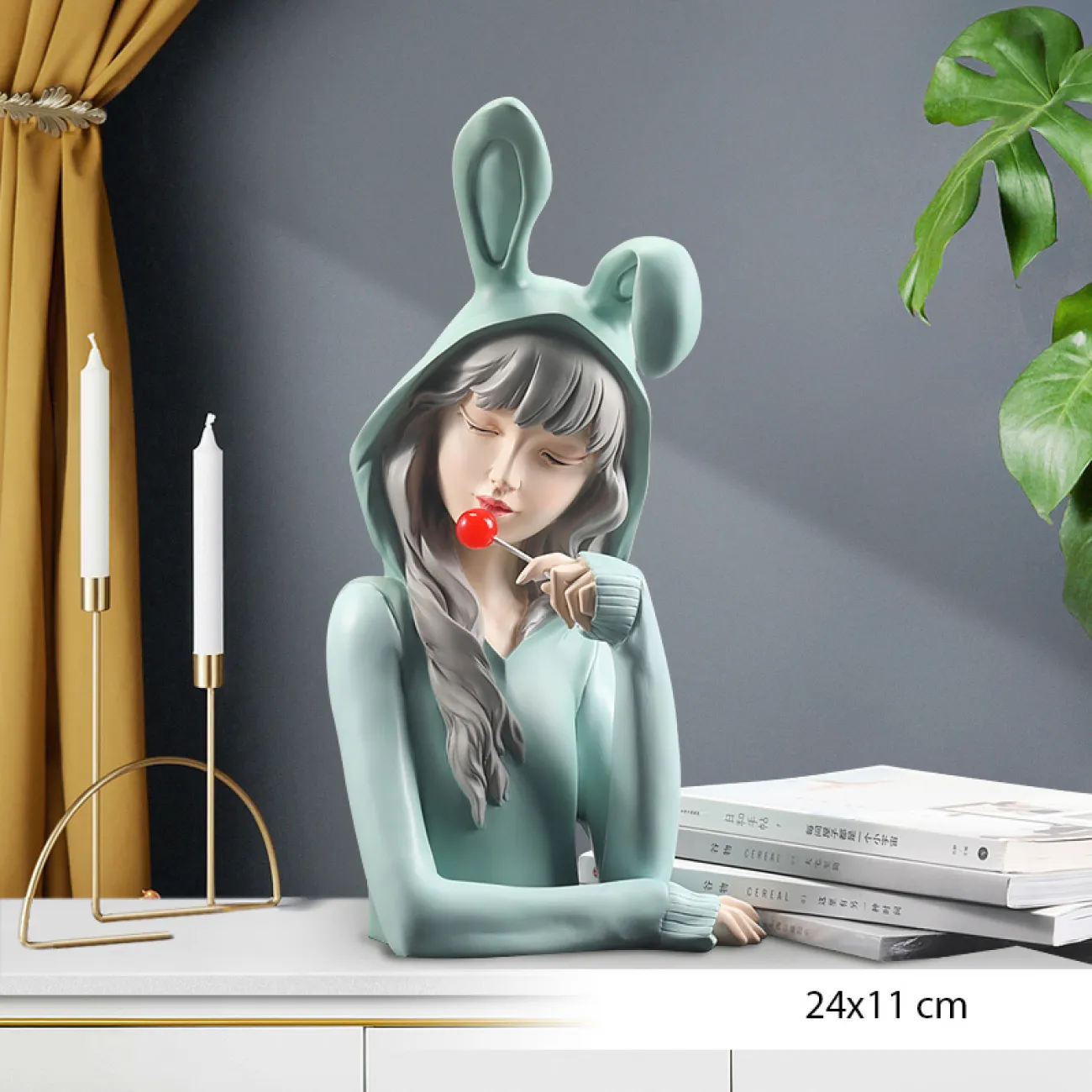 Роскошная статуэтка девушки с ушками для гостиной LaLume DK20395-27
