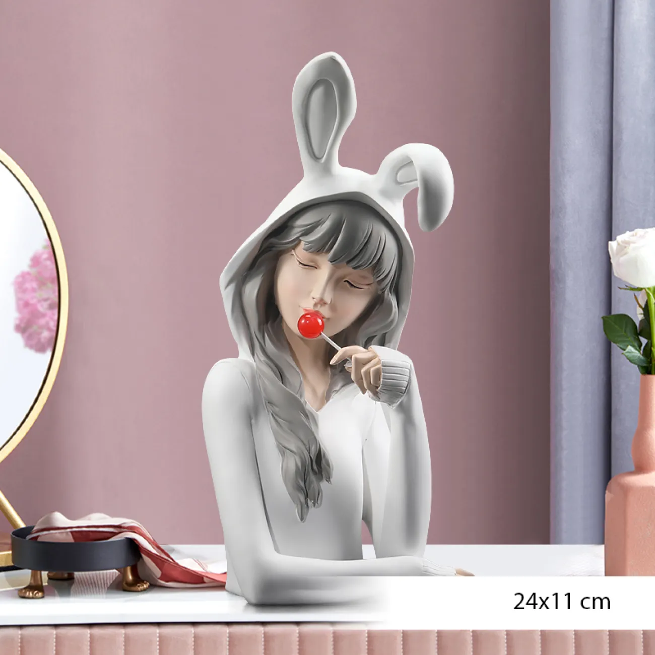 Роскошная статуэтка девушки с ушками для гостиной LaLume DK20395-27