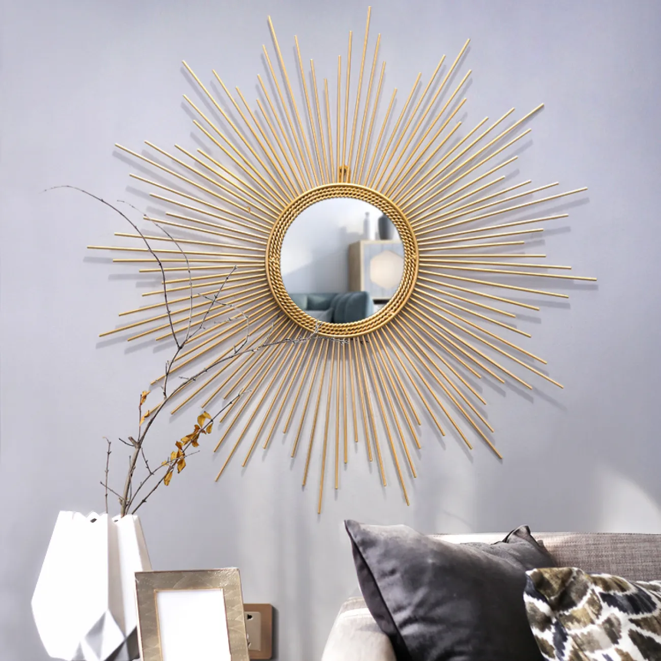 Современный настенный декор с зеркалом для гостиной LaLume DK20397-27 Современный настенный декор с зеркалом для гостиной LaLume DK20397-27