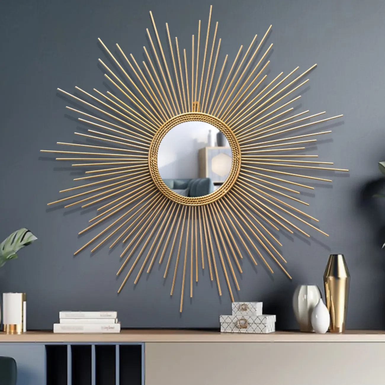 Современный настенный декор с зеркалом для гостиной LaLume DK20397-27 Современный настенный декор с зеркалом для гостиной LaLume DK20397-27