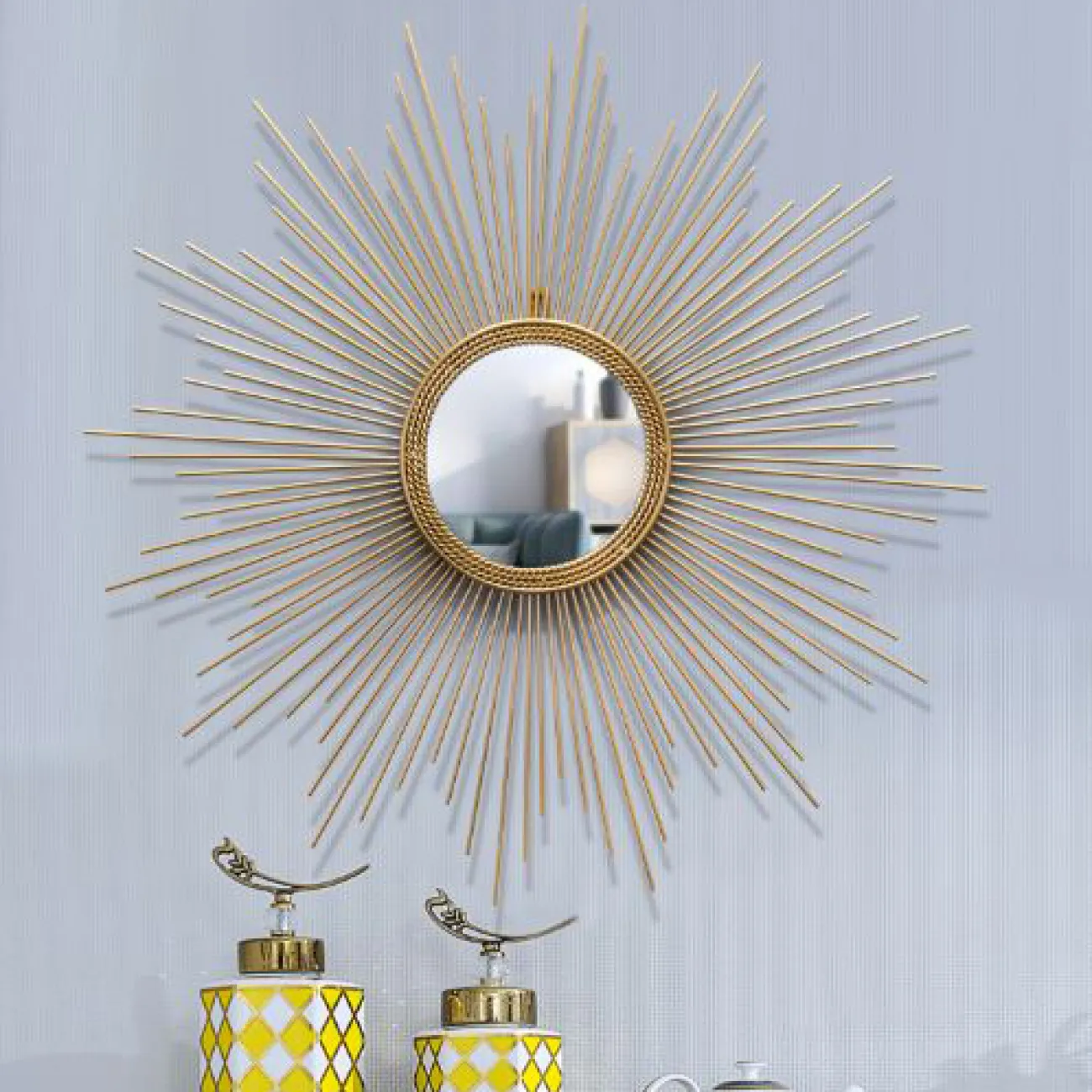 Современный настенный декор с зеркалом для гостиной LaLume DK20397-27 Современный настенный декор с зеркалом для гостиной LaLume DK20397-27