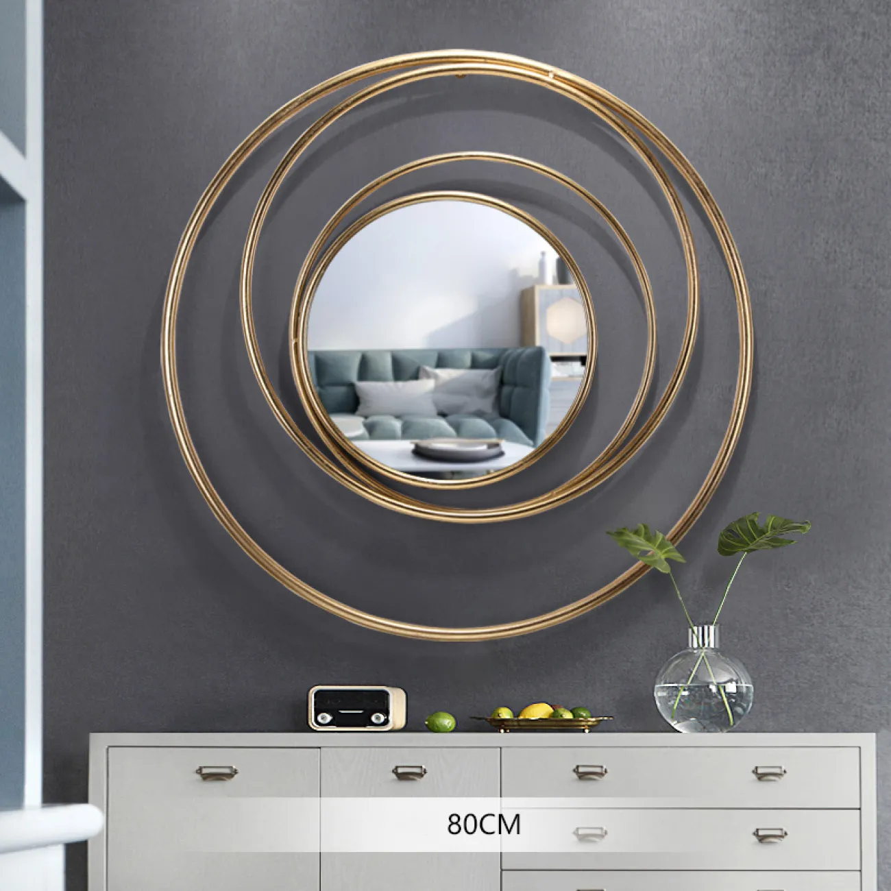 Современный настенный декор с зеркалом для гостиной LaLume DK20397-27 Современный настенный декор с зеркалом для гостиной LaLume DK20397-27