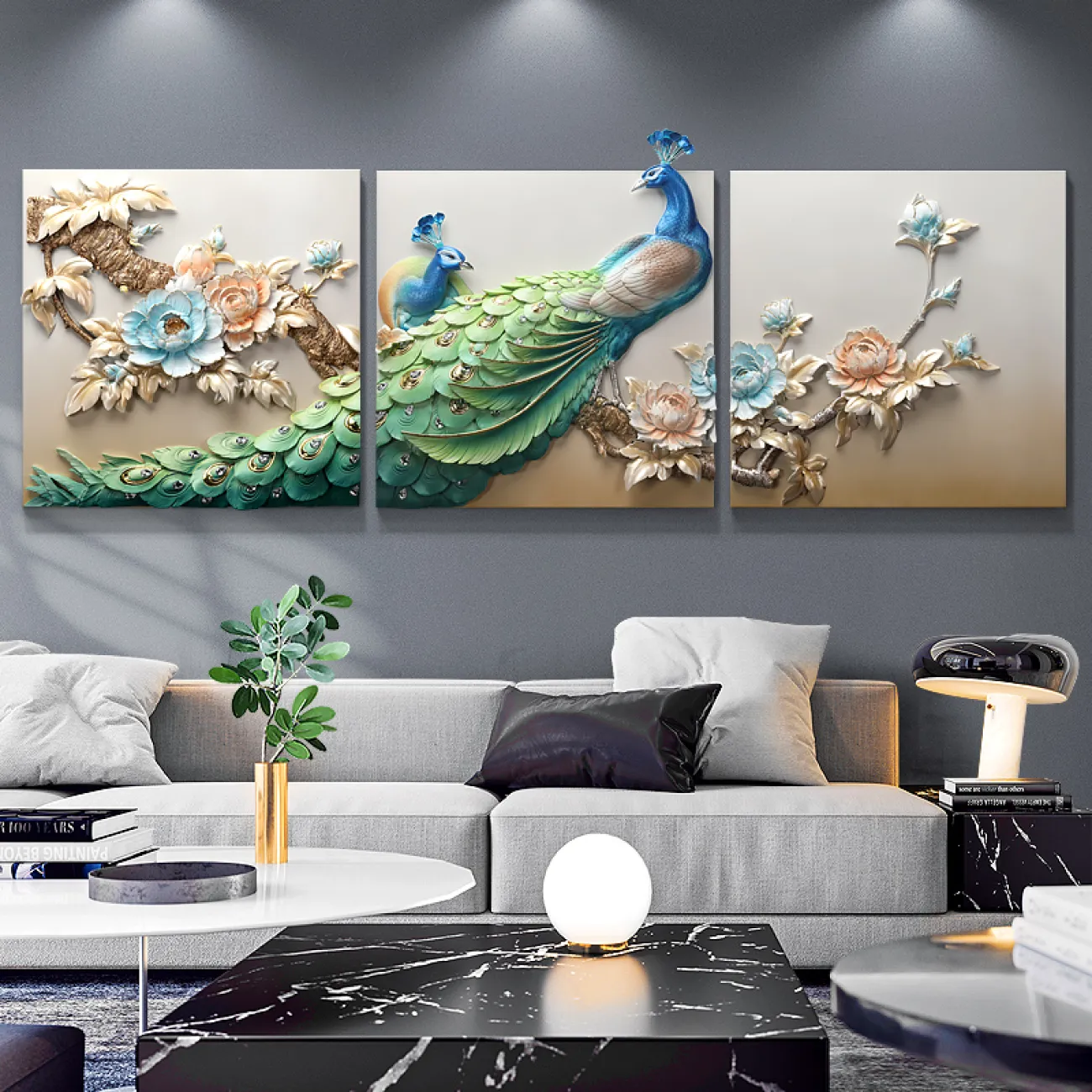 Современный настенный декор с павлином для гостиной LaLume DK20402-27 Современный настенный декор с павлином для гостиной LaLume DK20402-27