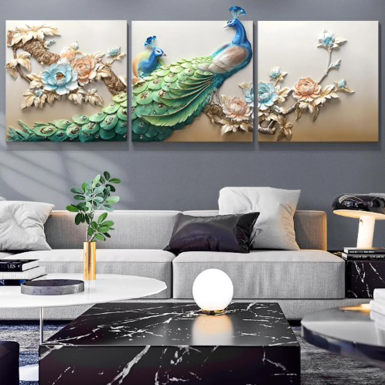 Современный настенный декор с павлином для гостиной LaLume DK20402-27 Современный настенный декор с павлином для гостиной LaLume DK20402-27